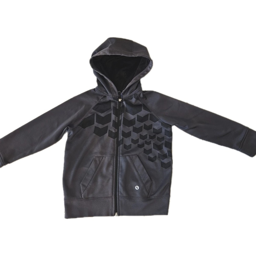 Xersion Boys/Girls Gray Black Quick-Dri Full Zip Tire Track Hoodie Jacket Sz M 5